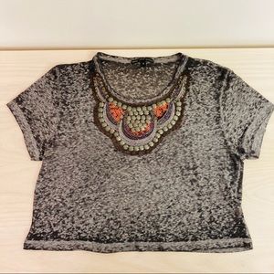 Truly Madly Deeply Beaded Gray Crop Top
